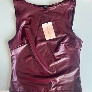 NWT SHEIN Bae Burgundy Faux Leather Tank Top